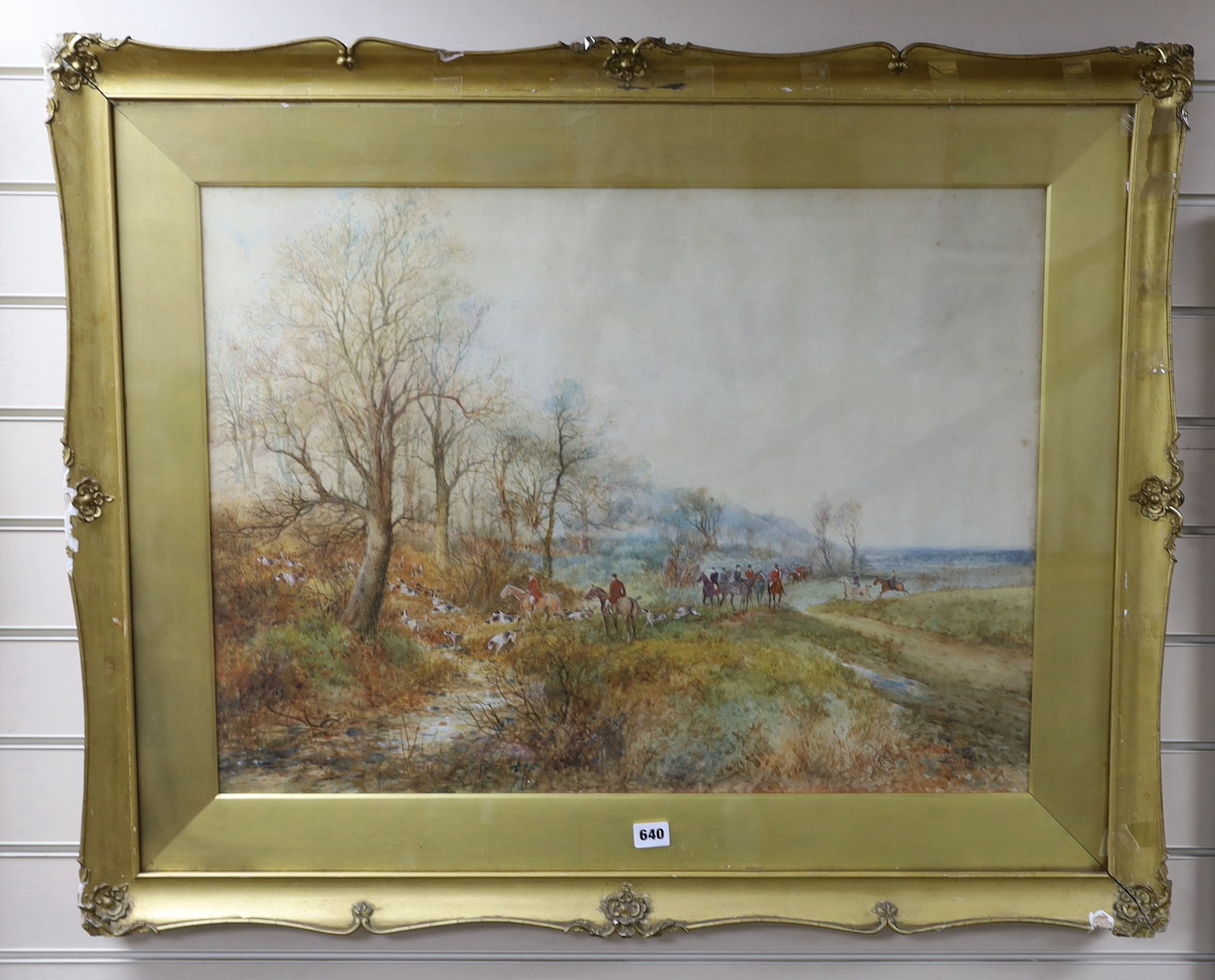 Arthur Willett (1857-1918), watercolour, Hunting scene, signed, 54 x 73cm